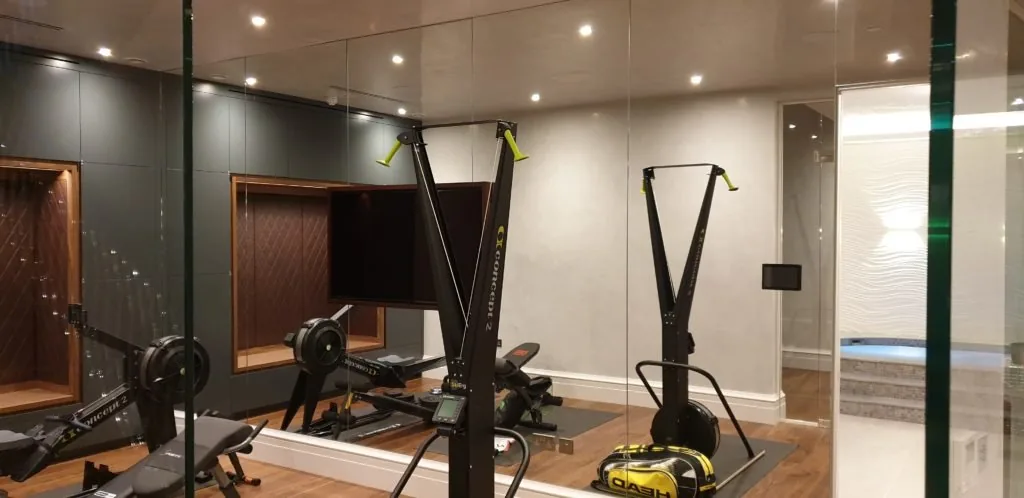 glass mirror in gym