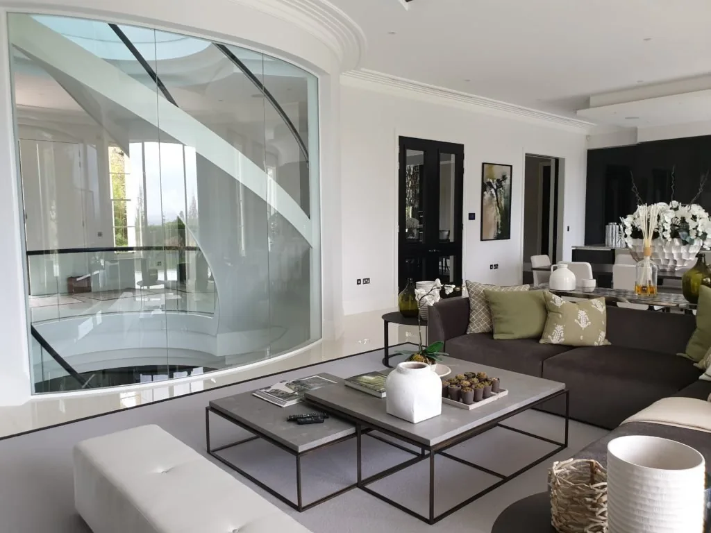 big glass window in living room