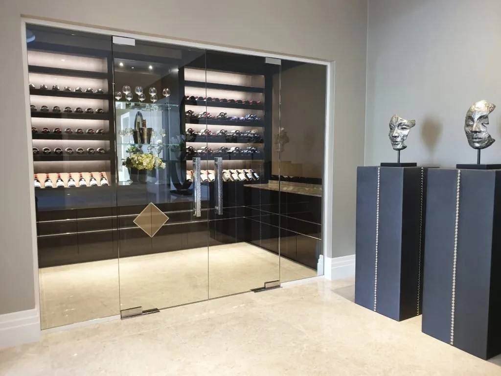 glass door of wine room