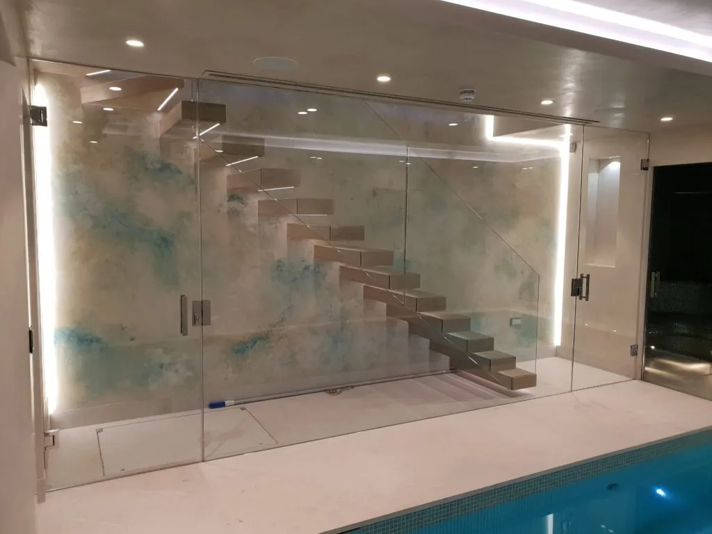 glass doors near pool